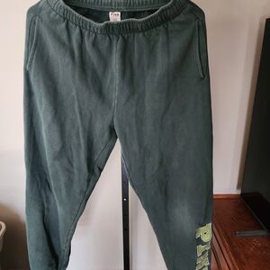 PINK Victoria's Secret Forest Green Fleece Sweatpants